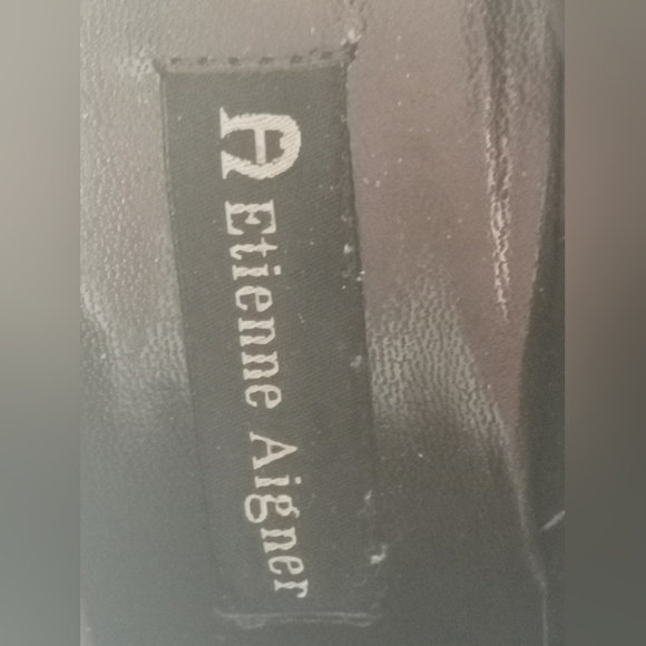 Etienne Aigner Ankle Boots Blue Denim Brown Leather Almond‎ Toe - Picture 6 of 6